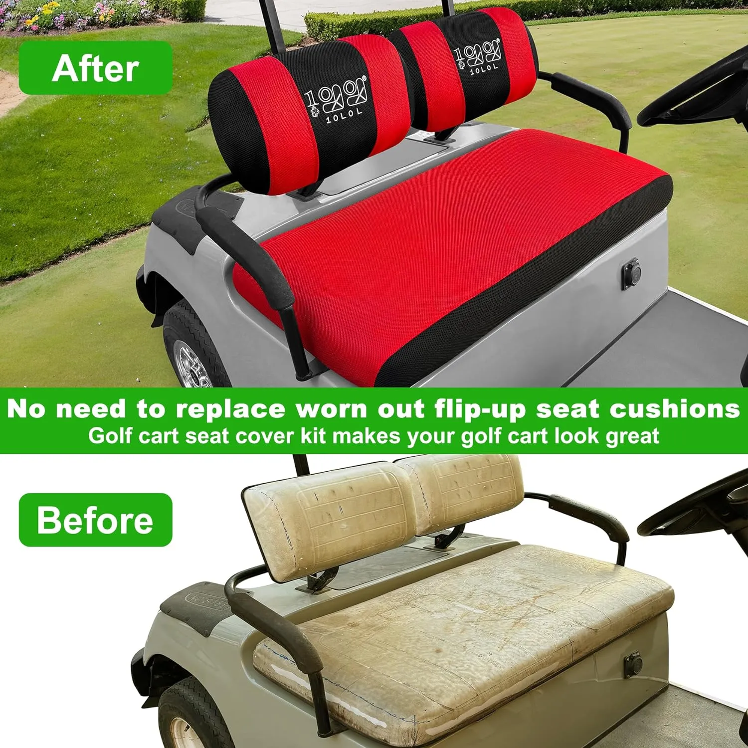 Golf Cart Seat Cover (Double Backrest) For Yamaha Club Car EZGO - 10L0L