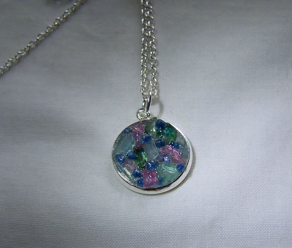 Natural Multicolor Tourmaline Gemstones Pendant Necklace